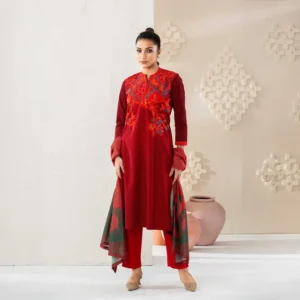 Womens Red Ethnic 3Pcs Set